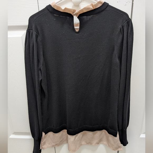 Adrianna Papell Black and Cream Polka Dot Sweater - Picture 2 of 7